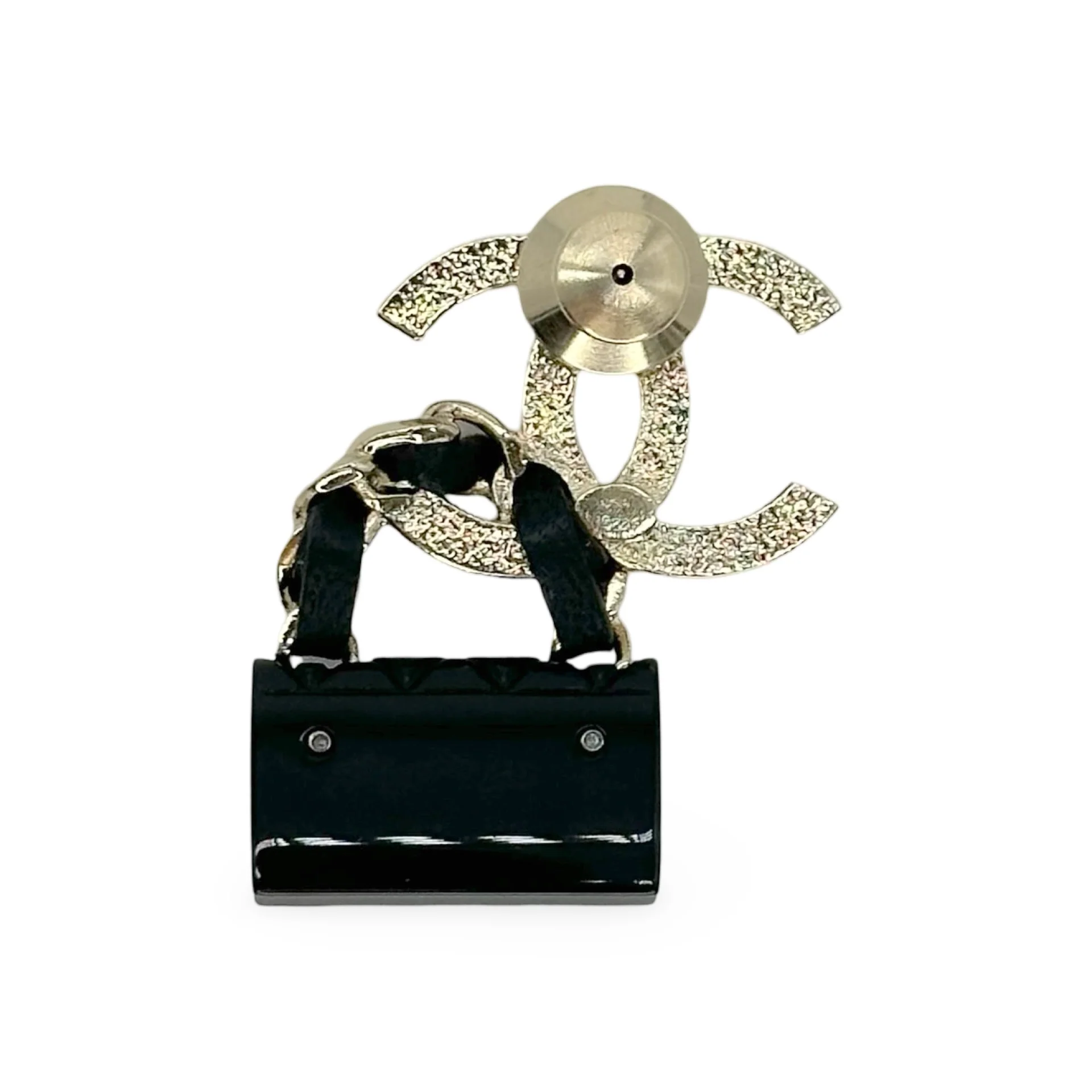 Enamel CC Quilted Flap Brooch - Image 4