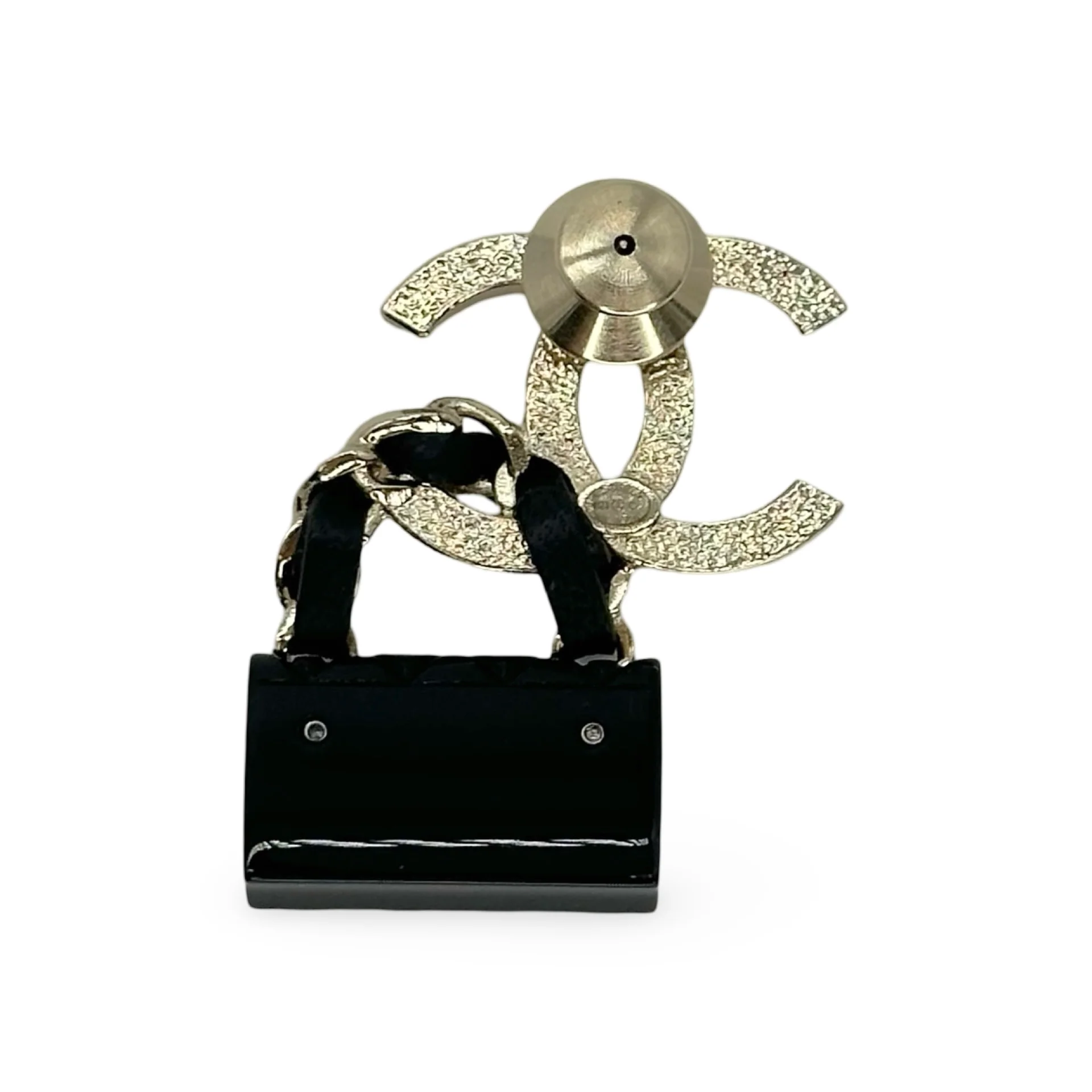 Enamel CC Quilted Flap Brooch - Image 6