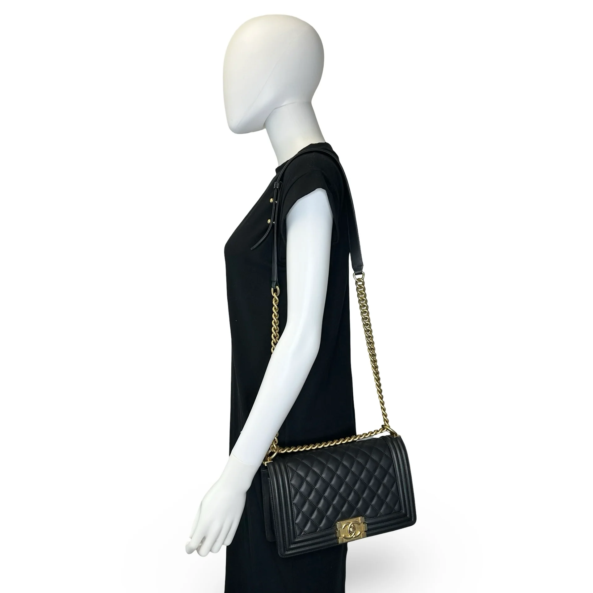 Quilted Lambskin Old Medium Boy Bag - Image 7