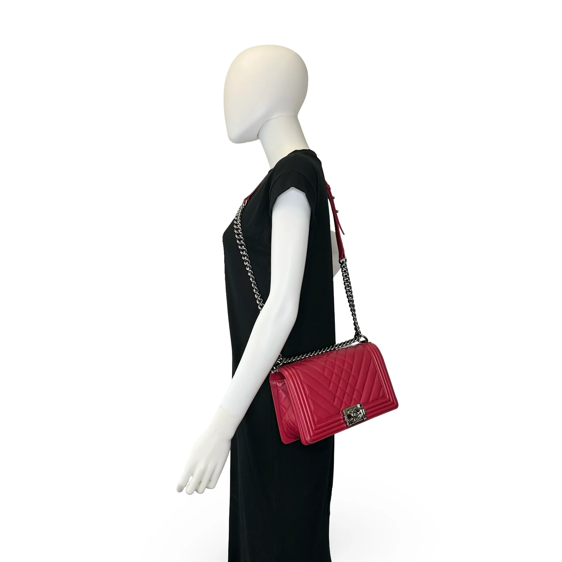 Quilted Mixed Chevron Old Medium Boy Bag - Image 10