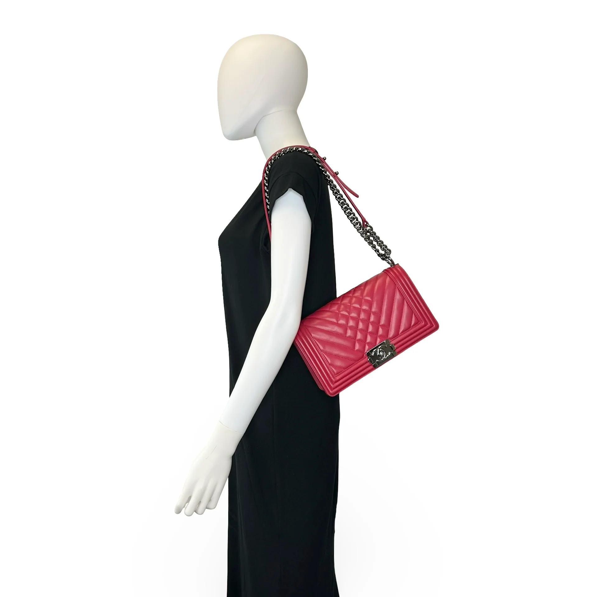 Quilted Mixed Chevron Old Medium Boy Bag - Image 9