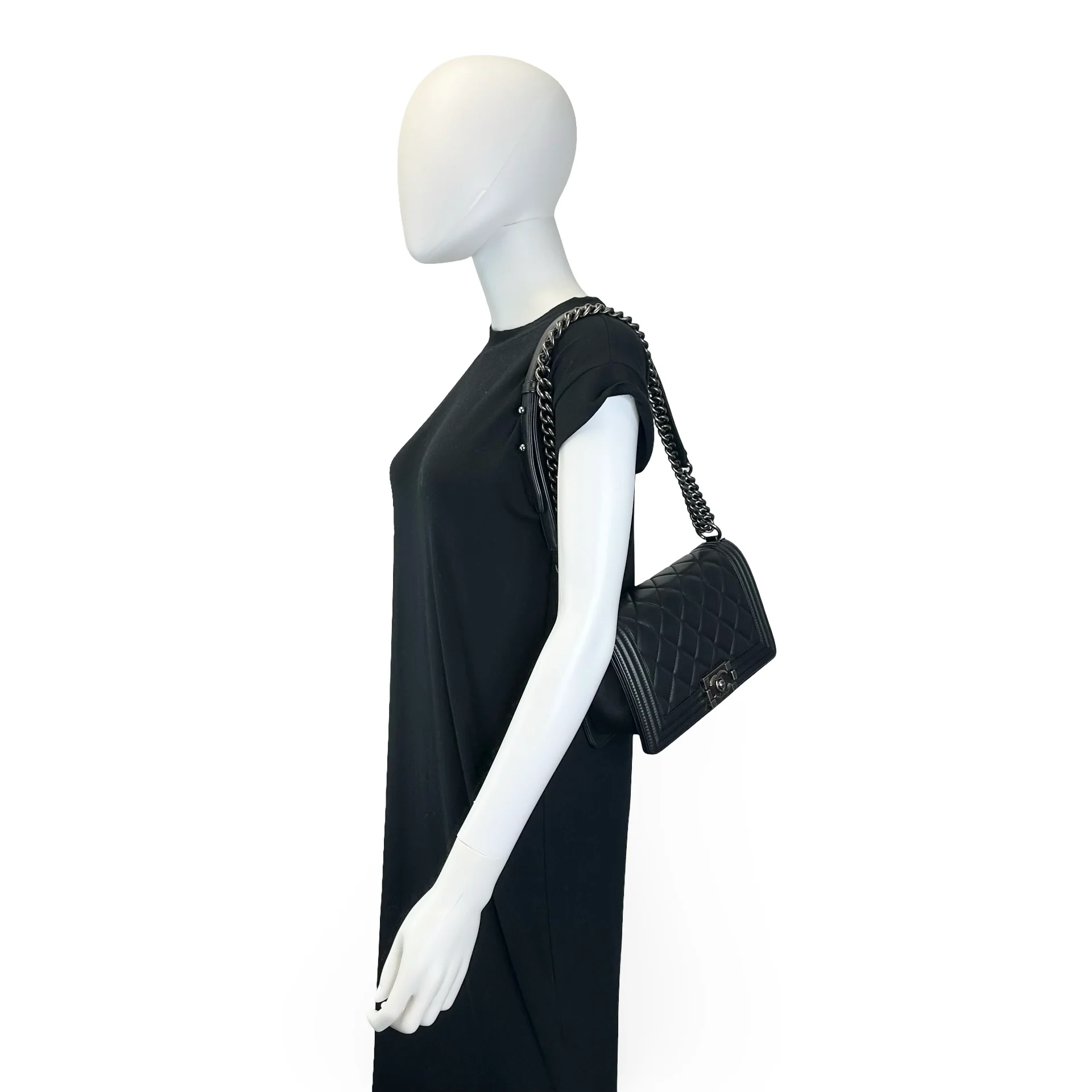 Quilted Lambskin Old Medium Boy Bag - Image 8